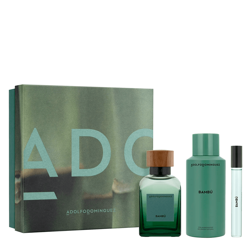 Encontraproduto.com.br - Adolfo Dominguez Bambú Coffret - Perfume Masculino - EDP + Desodorante + Megaspritzer