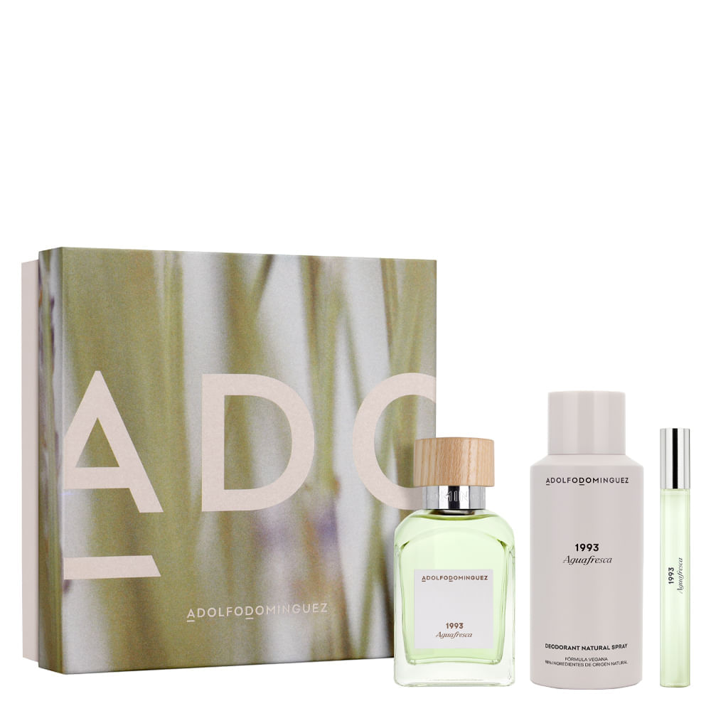 Kit Perfume Adolfo Dominguez  Agua Fresca Masculino Eau de Toilette 120 ml + Desodorante 150 ml + Miniatura 10 ml