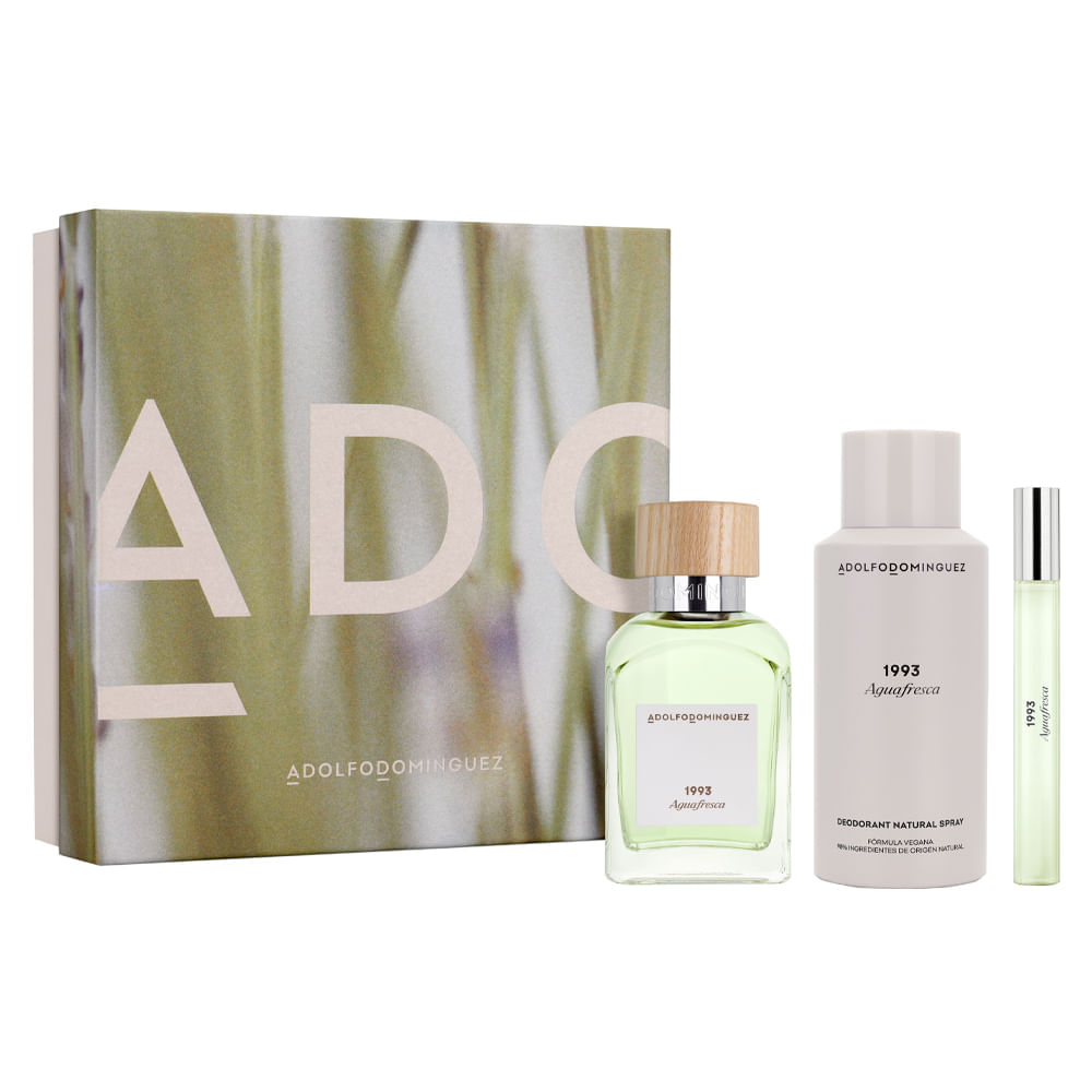 Encontraproduto.com.br - Kit Perfume Adolfo Dominguez  Agua Fresca Masculino Eau de Toilette 120 ml + Desodorante 150 ml + Miniatura 10 ml