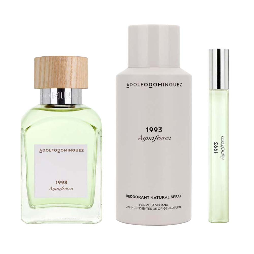 Encontraproduto.com.br - Kit Perfume Adolfo Dominguez  Agua Fresca Masculino Eau de Toilette 120 ml + Desodorante 150 ml + Miniatura 10 ml