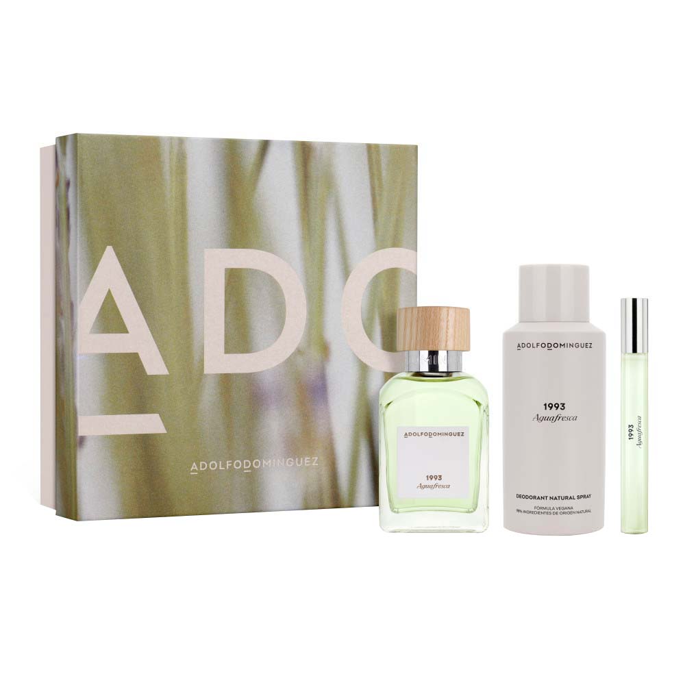Encontraproduto.com.br - Kit Perfume Adolfo Dominguez  Agua Fresca Masculino Eau de Toilette 120 ml + Desodorante 150 ml + Miniatura 10 ml