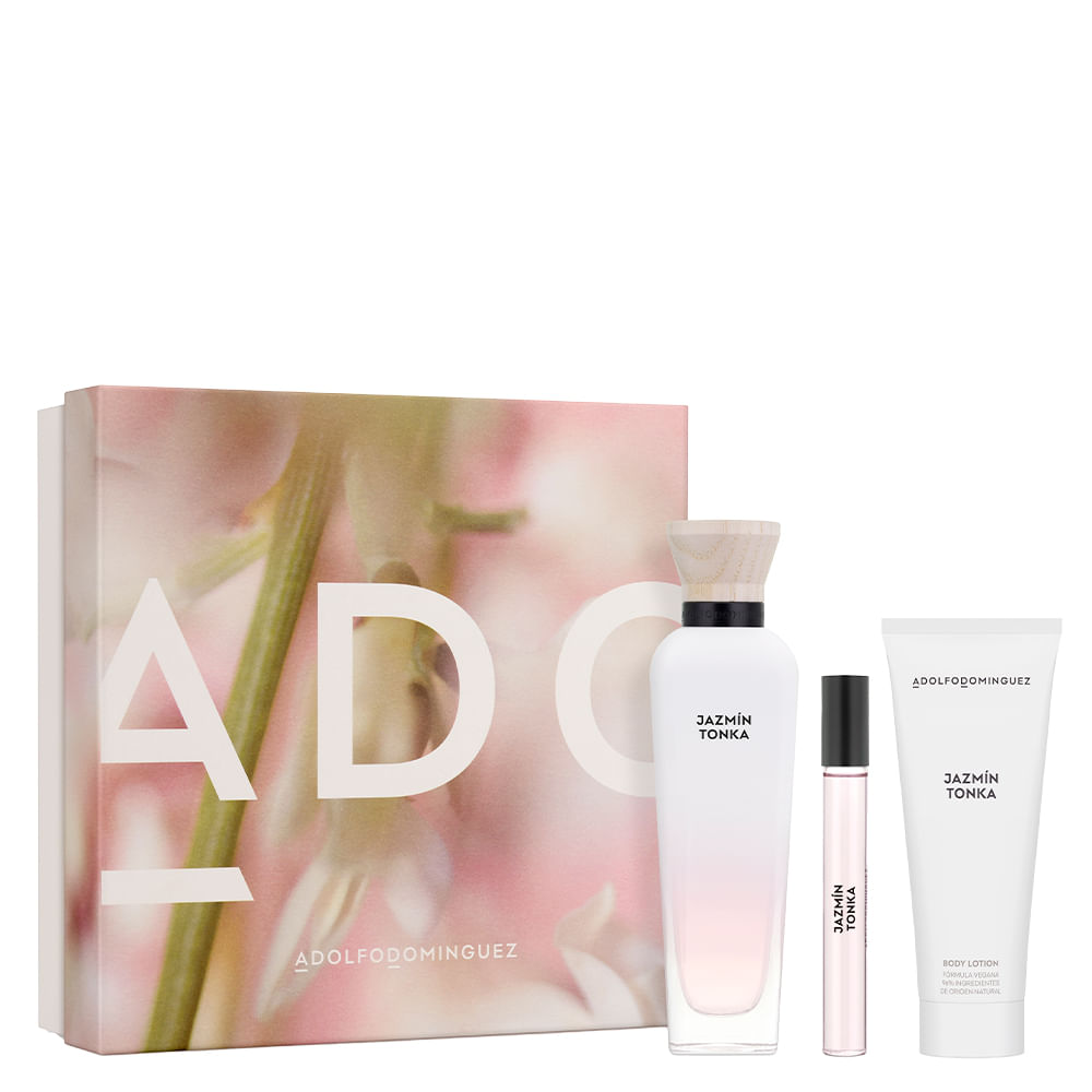 Encontraproduto.com.br - Kit Perfume Adolfo Dominguez Jazmín Tonka Eau de Parfum Feminino 120 ml + Creme Corporal 75 ml + Miniatura 10 ml