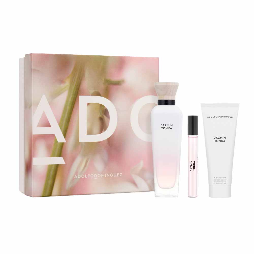 Encontraproduto.com.br - Kit Perfume Adolfo Dominguez Jazmín Tonka Eau de Parfum Feminino 120 ml + Creme Corporal 75 ml + Miniatura 10 ml