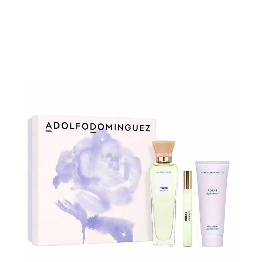 Encontraproduto.com.br - Kit Adolfo Dominguez Agua Fresca  Eau de Toilette - Perfume Feminino 120ml + Travel-size 10ml + Body Lotion 75ml