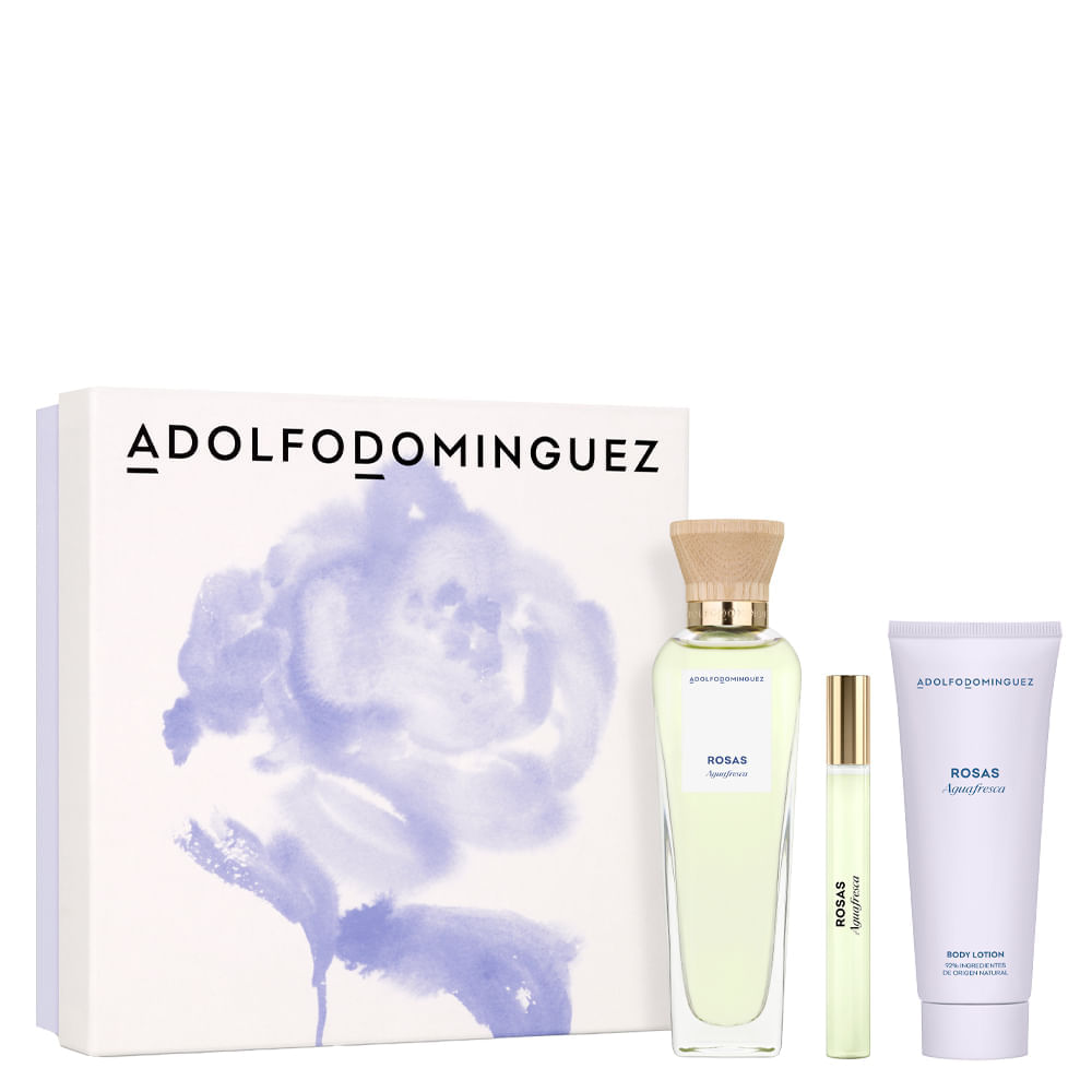 Encontraproduto.com.br - Kit Adolfo Dominguez Agua Fresca  Eau de Toilette - Perfume Feminino 120ml + Travel-size 10ml + Body Lotion 75ml