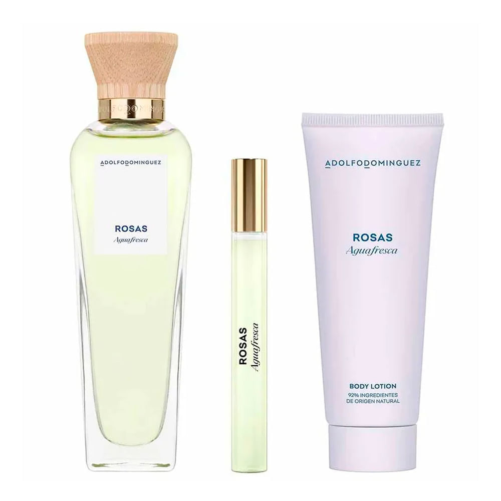 Encontraproduto.com.br - Kit Adolfo Dominguez Agua Fresca  Eau de Toilette - Perfume Feminino 120ml + Travel-size 10ml + Body Lotion 75ml