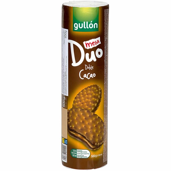 Encontraproduto.com.br - Biscoito Recheado Doble Cacau Mega Duo Gullón 500g