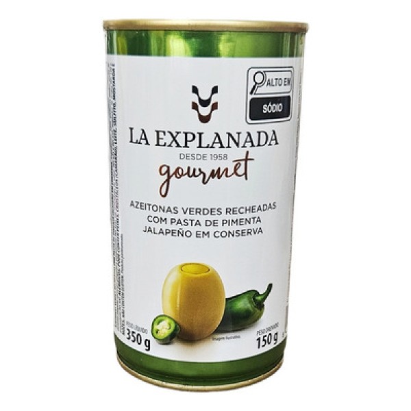 Encontraproduto.com.br - Azeitonas Verdes Recheadas com Pasta de Jalapeño La Explanada 150g