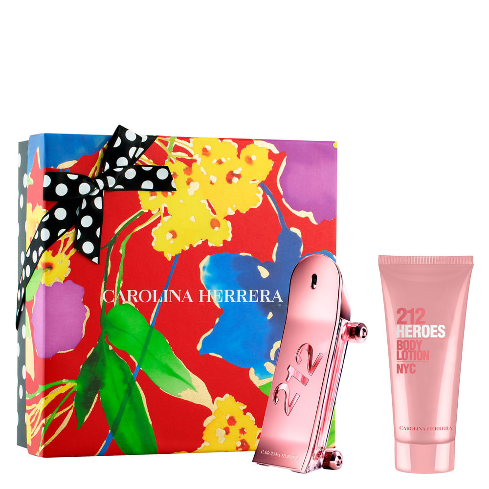 Kit Coffret Perfume Carolina Herrera 212 Heroes Feminino Eau de Parfum 80 ml + Creme Corporal 100 ml