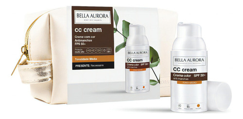 Creme Anti-Manchas Bella Aurora CC Cream Fps50 Cor Média 30ml + Necessaire