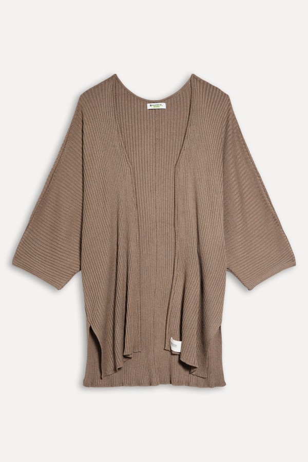 Encontraproduto.com.br - Cardigan Tricot Canelado Assimetrico