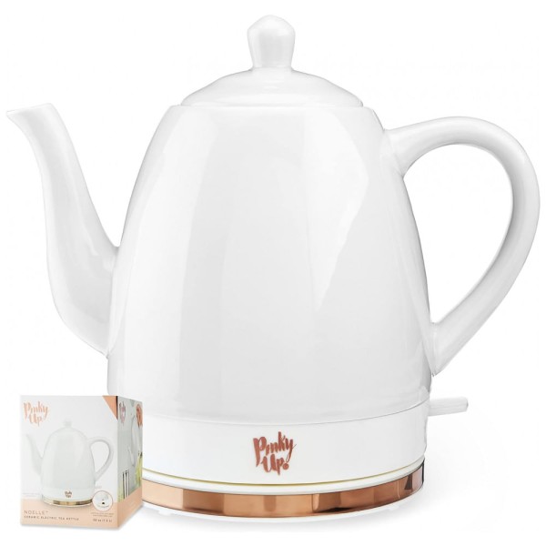 Encontraproduto.com.br - Chaleira Elétrica de 1.5L com Desligamento Automático, Ceramica, 1500W, Branca, 110v, PINKY UP 5867, Branco