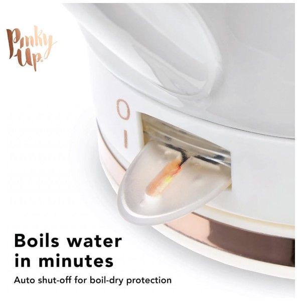 Encontraproduto.com.br - Chaleira Elétrica de 1.5L com Desligamento Automático, Ceramica, 1500W, Branca, 110v, PINKY UP 5867, Branco