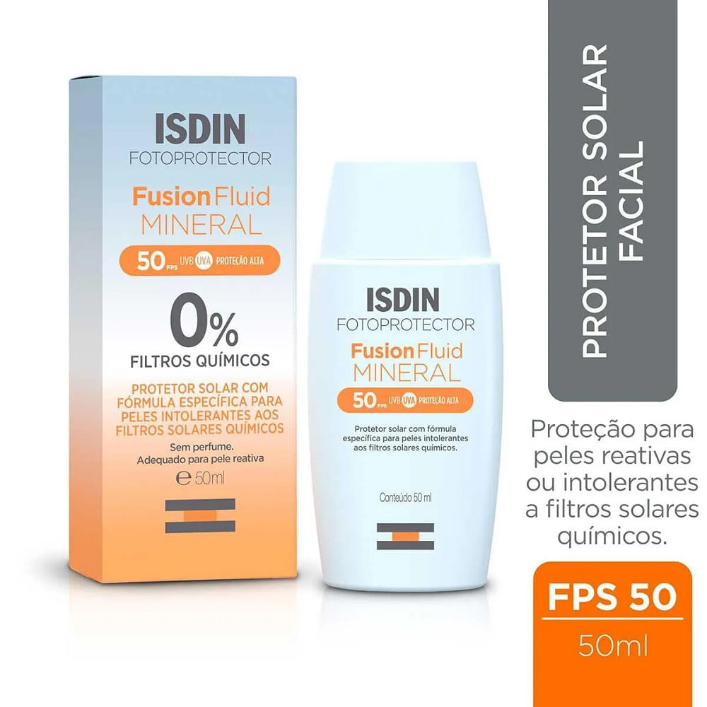 Encontraproduto.com.br - Protetor Solar Isdin Fusion Fluid Mineral Fps50 com 50ml