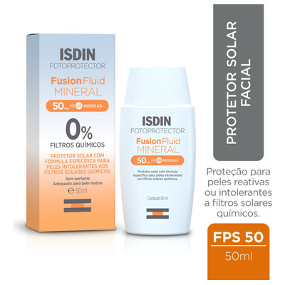 Protetor Solar Isdin Fusion Fluid Mineral Fps50 com 50ml