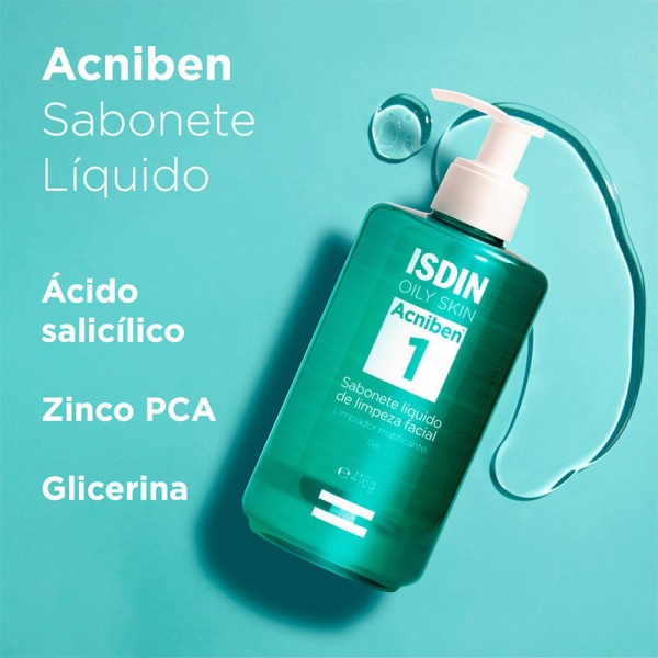 Encontraproduto.com.br - Sabonete Líquido Isdin Acniben Limpeza Facial 416g