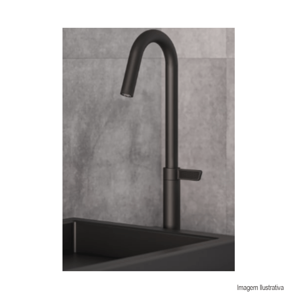 Encontraproduto.com.br - Torneira para Lavatório de Mesa com Bica Baixa Logic Ref. A5A372GNGC Grafite Matte Roca