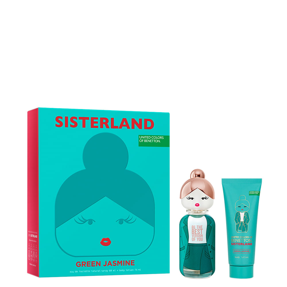 Kit Perfume United Colors of Benetton Sisterland Green Jasmine Feminino Eau de Toilette 80 ml + Loção Corporal 75 ml