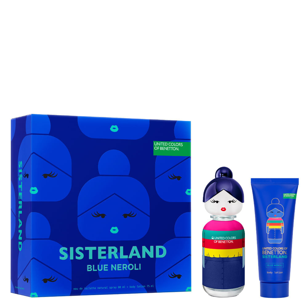 Kit Benetton United Colors Coffret Perfume Sisterland Blue Neroli Eau de Toilette Feminino 80 ml + Creme Corporal 75 ml