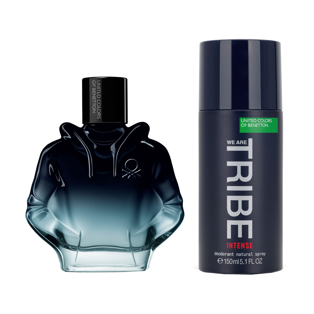 Encontraproduto.com.br - Kit Perfume Benetton United Colors We Are Tribe Intense Eau de Parfum Masculino 90 ml + Desodorante 150 ml