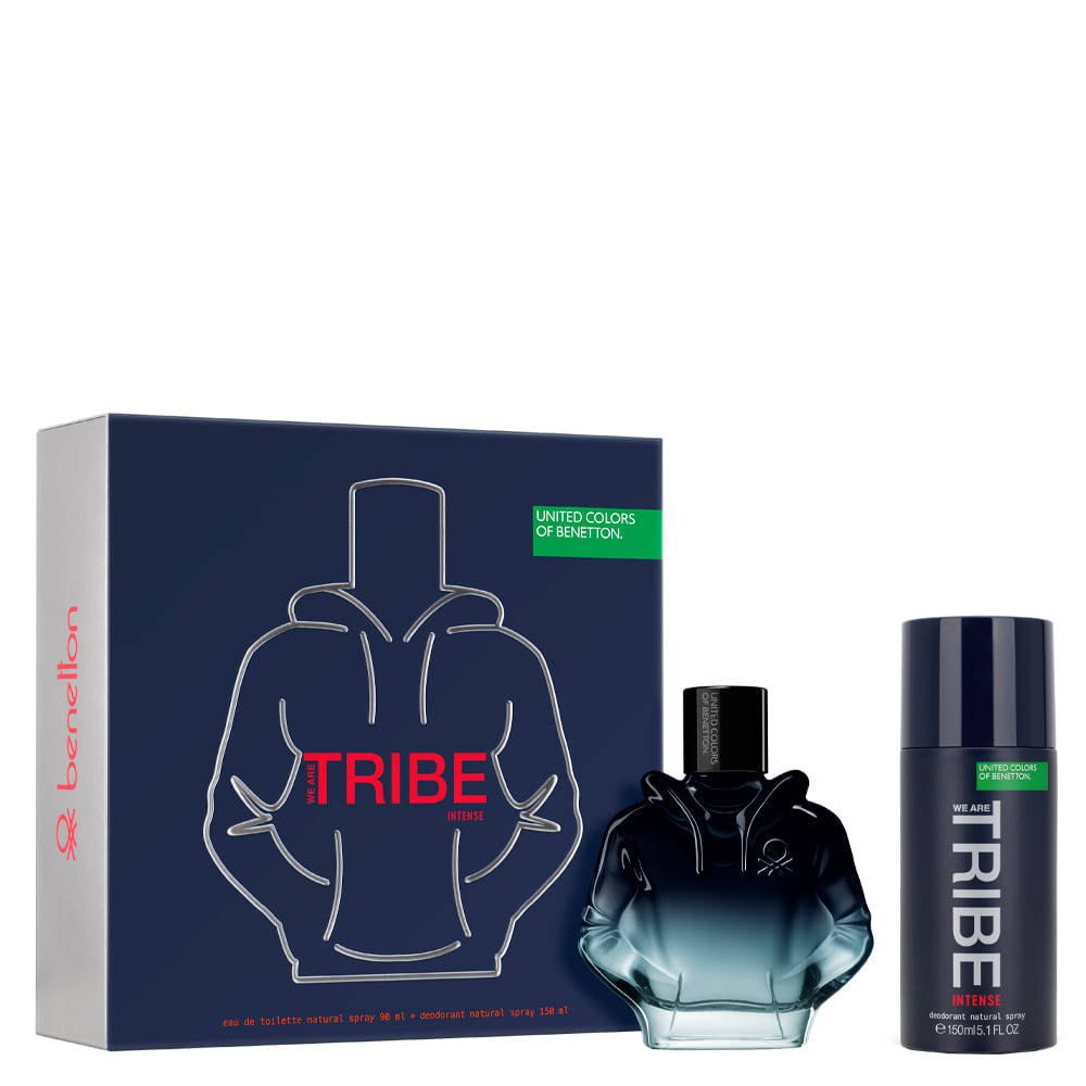 Encontraproduto.com.br - Kit Perfume Benetton United Colors We Are Tribe Intense Eau de Parfum Masculino 90 ml + Desodorante 150 ml