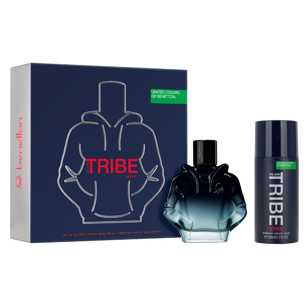 Encontraproduto.com.br - Kit Perfume Benetton United Colors We Are Tribe Intense Eau de Parfum Masculino 90 ml + Desodorante 150 ml