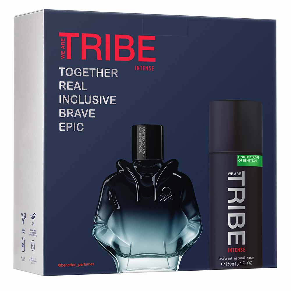 Encontraproduto.com.br - Kit Perfume Benetton United Colors We Are Tribe Intense Eau de Parfum Masculino 90 ml + Desodorante 150 ml