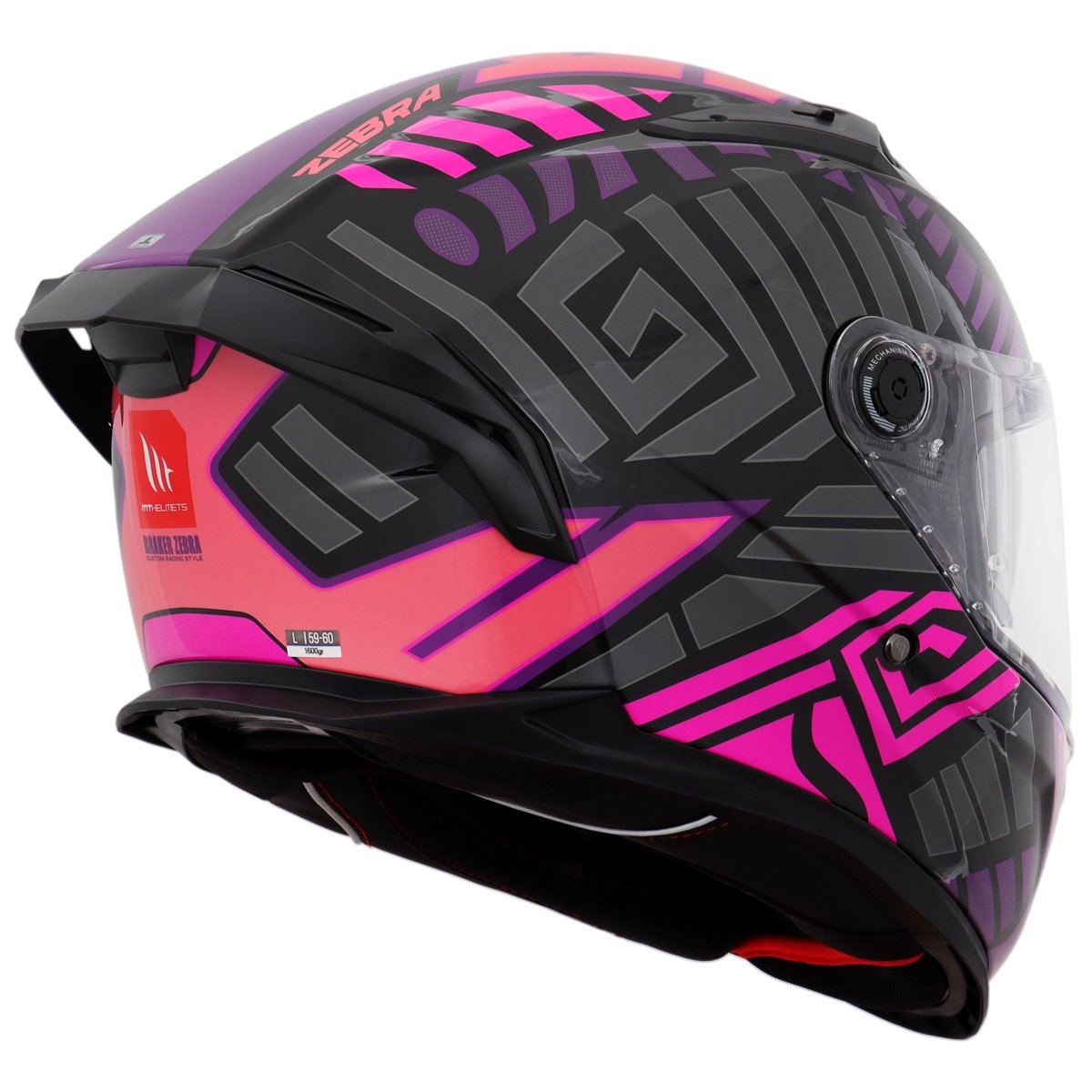 Encontraproduto.com.br - Capacete MT Helmets Braker Zebra B8 Black Pink Fluor Gloss 60 (MP)