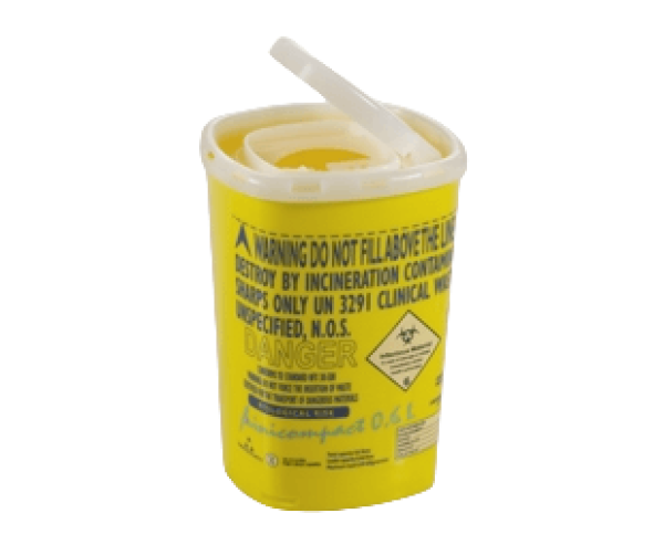 Encontraproduto.com.br - Recipiente Para Descarte De Materiais Perfurocortantes Minicompact 0,6 Litros  - Vacuette