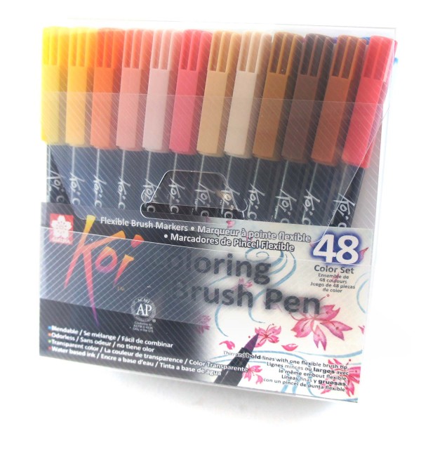 Encontraproduto.com.br - Caneta Pincel Koi Coloring Estojo com 48 Cores Sakura