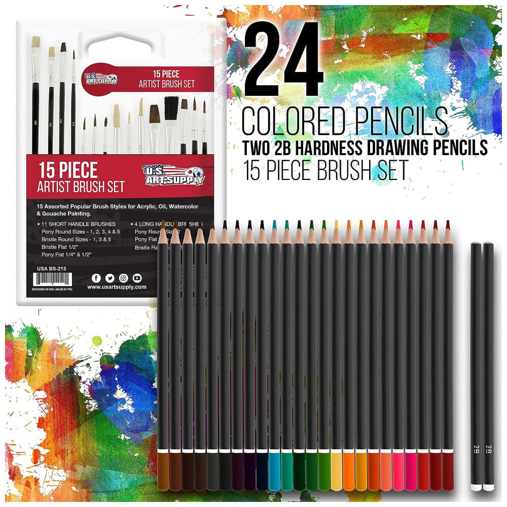 Encontraproduto.com.br - Lápis de Cor Profissional 163Pcs, Cavalete, pasteis, Aquarela, US ART SUPPLY 142 PPBW 511