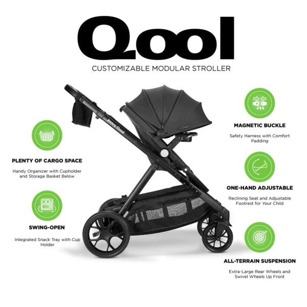 Encontraproduto.com.br - Carrinho de Bebê Modular Personalizável, Joovy Qool, Preto Jato