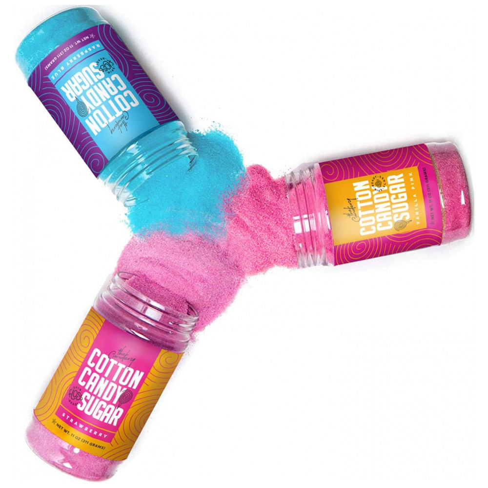 Encontraproduto.com.br - Máquina de Algodão Doce Elétrica Inclui 5 Frascos de 350mL com Sabores de Açúcar Floss, 50 Cones de Papel e Colher, 110V, The Candery, Rosa
