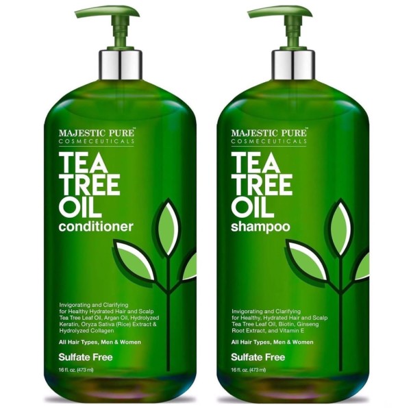 Encontraproduto.com.br - Shampoo e Condicionador Hidratação e Combate à Caspa Couro Todos os Tipos de Cabelo 450ml, MAJESTIC PURE, Verde Escuro