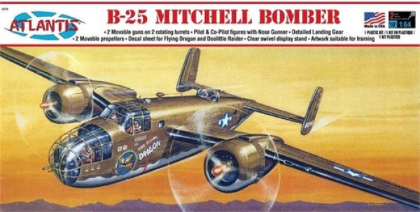 Kit Plástico Avião B-25 Mitchell Bombardeiro Dragão Voador 1/64 Atlantis Atl Amch216