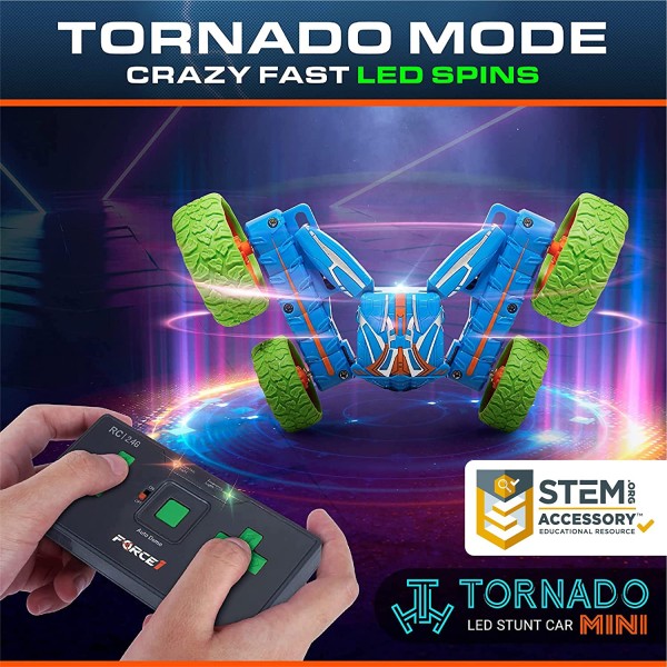 Encontraproduto.com.br - Carrinho de Controle Remoto, 4WD 2.4 Ghz, 360 com Bateria Recarregável, FORCE1, Azul
