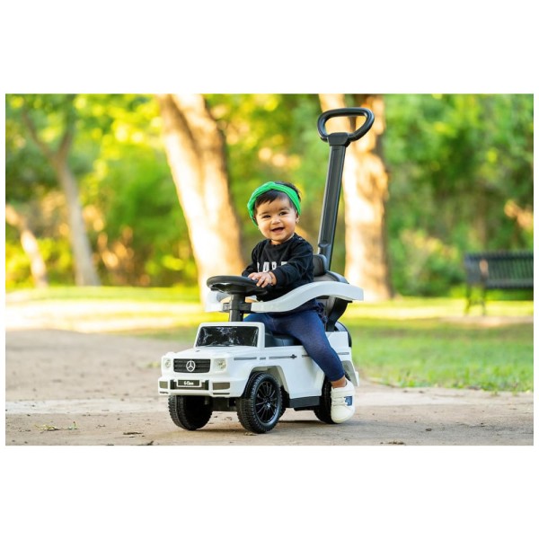 Encontraproduto.com.br - Carrinho de Passeio Infantil 3 em 1 com Alça de Empurrar para Crianças de 1 a 3 Anos, Best Ride Mercedes G Wagon, Branco