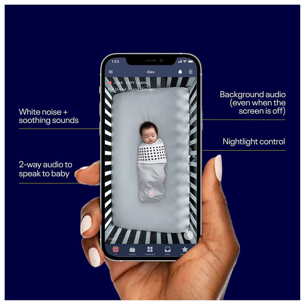 Encontraproduto.com.br - Babá Eletrônica 1080p com Suporte de Chão, Compatível com IOS e Android, NANIT N301US, Branco