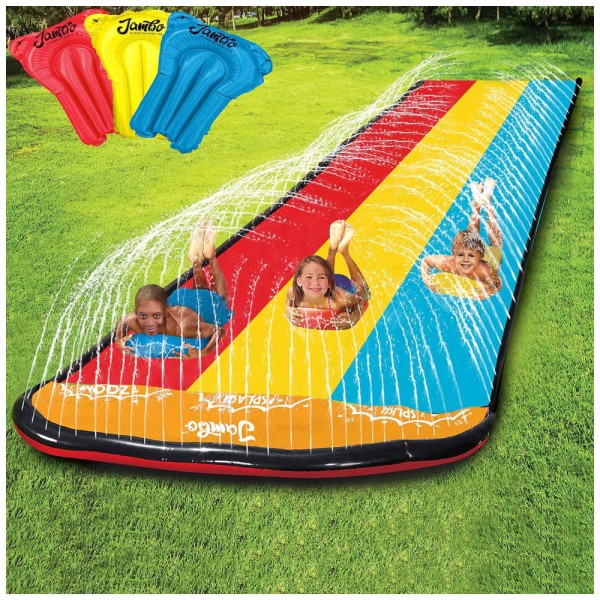 Encontraproduto.com.br - Parque Aquático Inflável 6 Metros com 3 Bodyboards e Sistema de Aspersão de Água de 3 Vias para Crianças, Jambo, Colorido