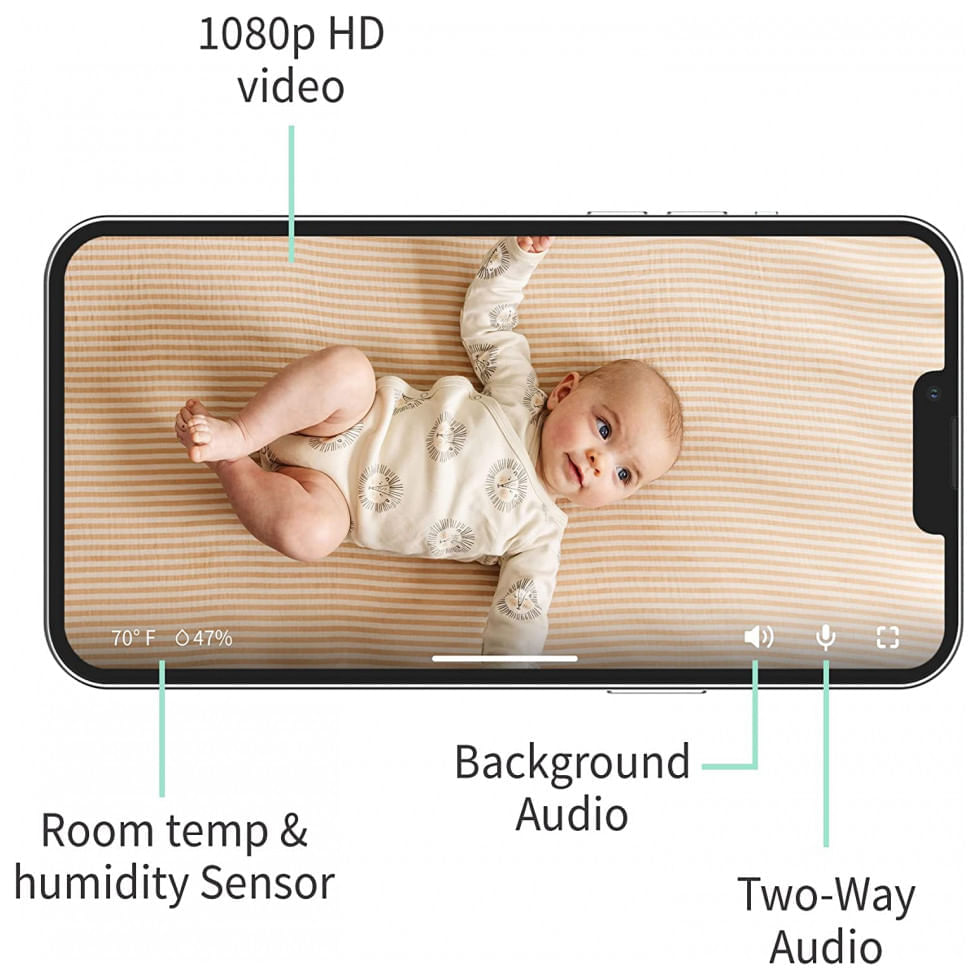 Encontraproduto.com.br - Baba Eletrônica, Monitor HD Zoom 4X com Visão Noturna, Owlet, Branco