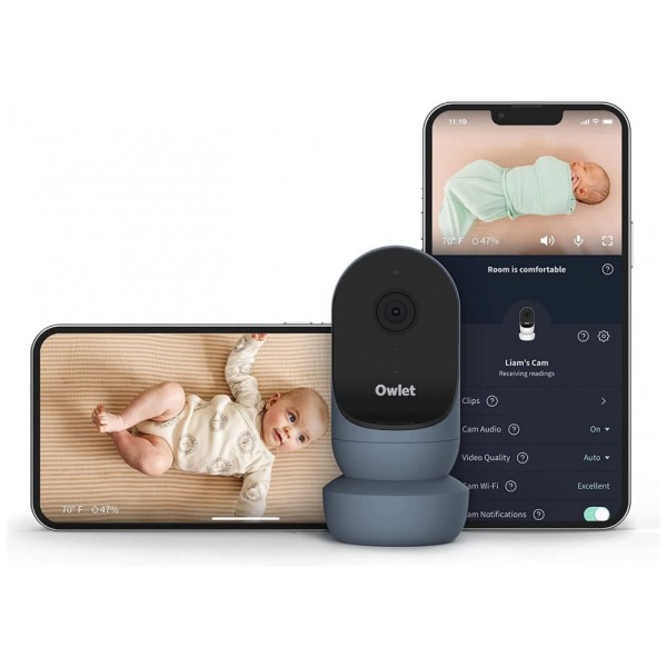 Encontraproduto.com.br - Babá Eletrônica Câmera Inteligente HD com Visão Noturna, Zoom 4X e Sensor de Movimento e Choro, 110V, Owlet, Azul
