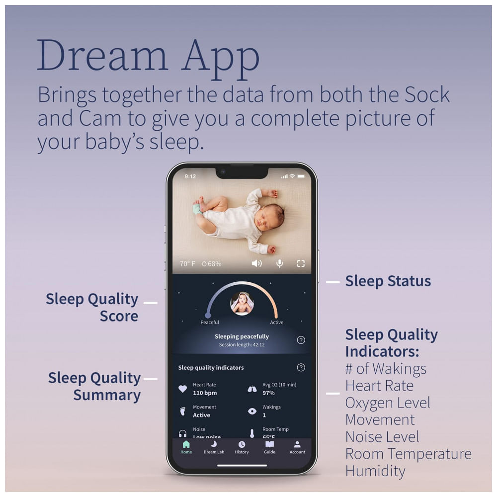 Encontraproduto.com.br - Baba Eletrônica com Câmera HD e Indicador de Qualidade do Sono, Owlet, Branco