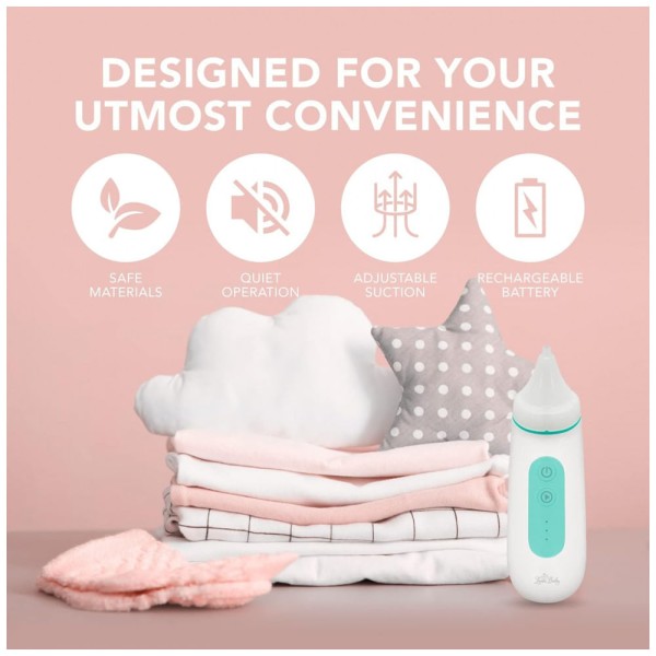 Encontraproduto.com.br - Aspirador Nasal Elétrico para Bebê Lunobaby Recarregável com 2 Pontas, Branco