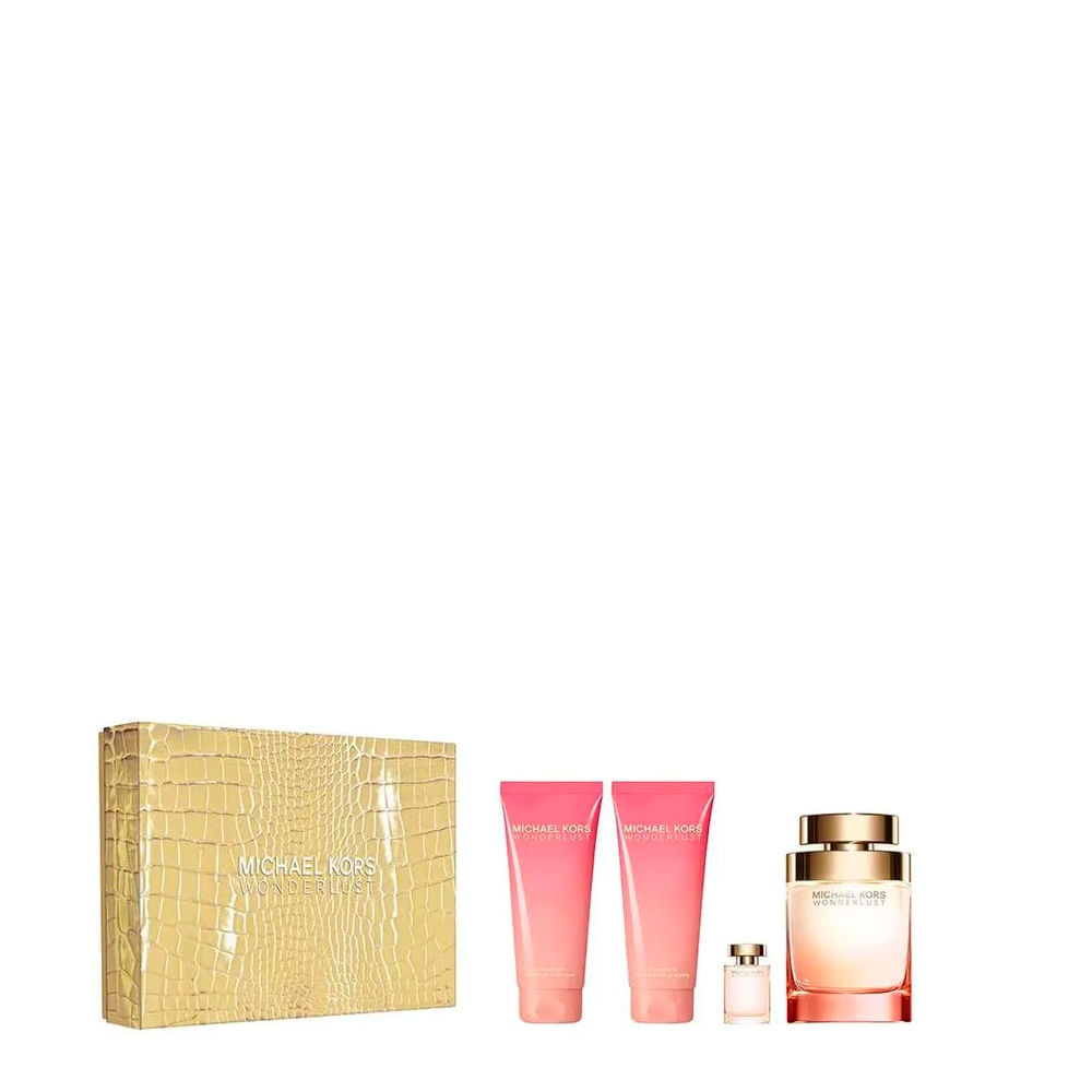 Encontraproduto.com.br - Perfume Wonderlust Michael Kors Coffret Feminino EDP + Body Lotion + Shower Gel + Miniatura