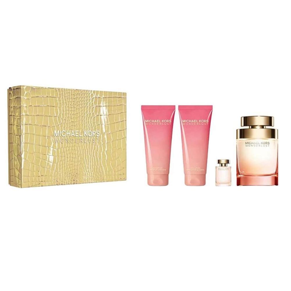 Encontraproduto.com.br - Perfume Wonderlust Michael Kors Coffret Feminino EDP + Body Lotion + Shower Gel + Miniatura