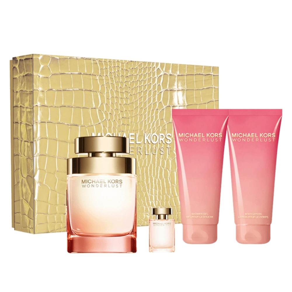Encontraproduto.com.br - Perfume Wonderlust Michael Kors Coffret Feminino EDP + Body Lotion + Shower Gel + Miniatura