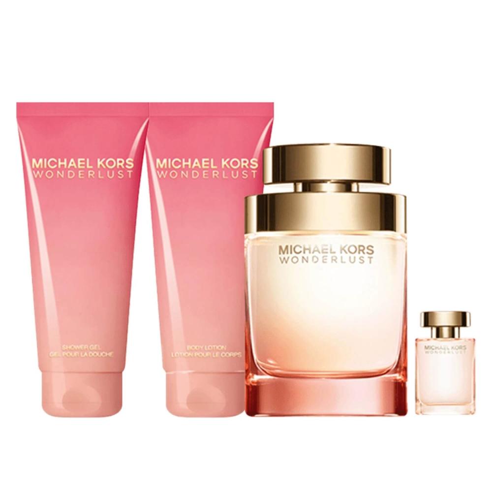 Encontraproduto.com.br - Perfume Wonderlust Michael Kors Coffret Feminino EDP + Body Lotion + Shower Gel + Miniatura