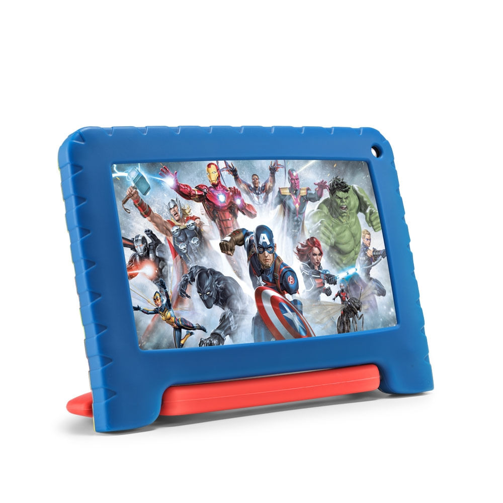 Encontraproduto.com.br - Tablet Infantil Avengers 4GB RAM + 64GB + Tela 7 pol + Case + Wi-fi + Android 13  + Quad Core Multi - NB417OUT [Reembalado]