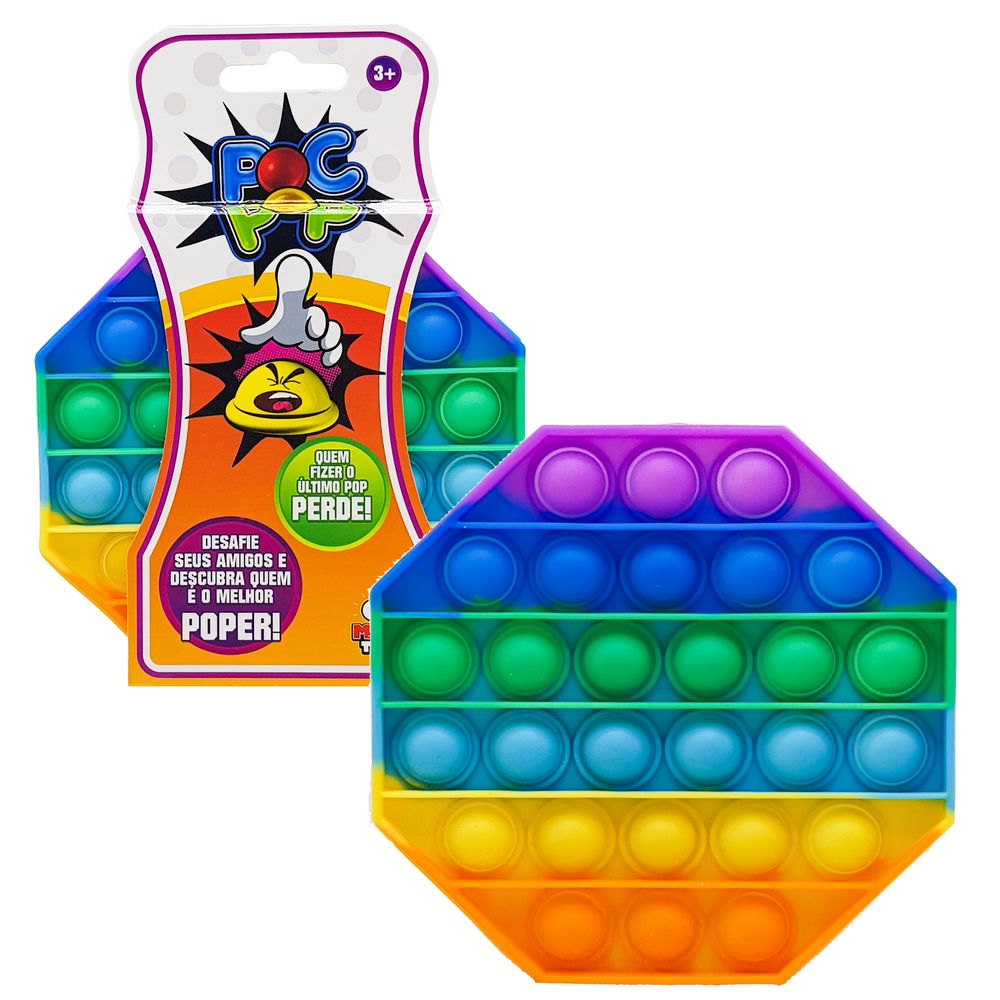 Encontraproduto.com.br - Poc Pop it Fidget Toy Arco-íris Octógono Empurra Bolinhas