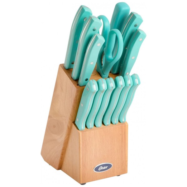Conjunto de Facas em Aço Inoxidável com Bloco de Bancada, 14 Peças, Oster, Azul